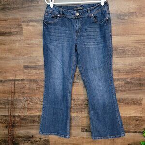 Maurices Jeans 14 S Curvy Flare Mid Rise Dark Wash Stretch Denim Boho Western